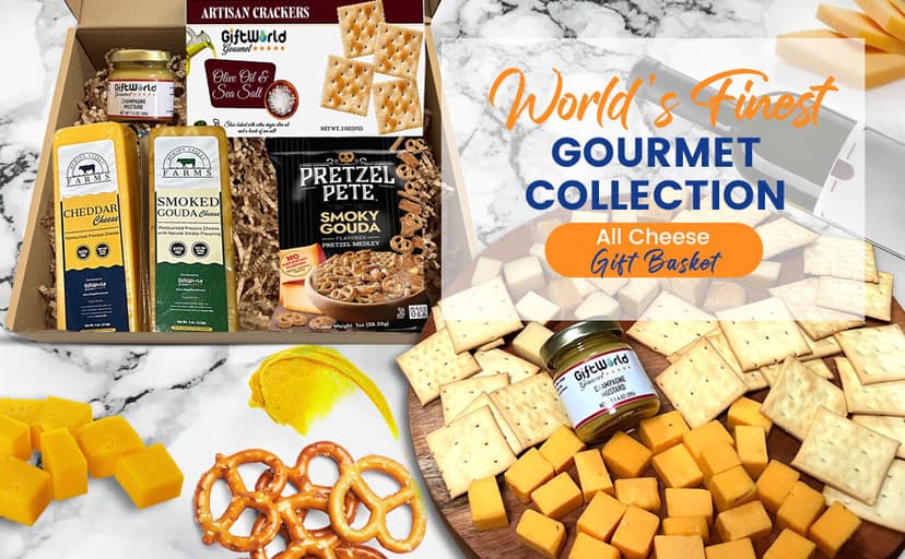 Cheese Gift Baskets Assortment Bundle with 5 items - Gourmet Food Gifts for Men and Women, Food for Charcuterie Board, Cheese Sampler for Corporate and Family Occasions, Thanksgiving and Christmas Gifts