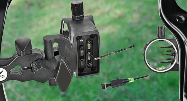 5 Pin Bow Sight for Compound Bow .019” Fiber Optics Archery Recurve Bow Sight with Knobs Windage & Elevation Adjustable Archery Sights Right Handed for Hunting Competition Practice