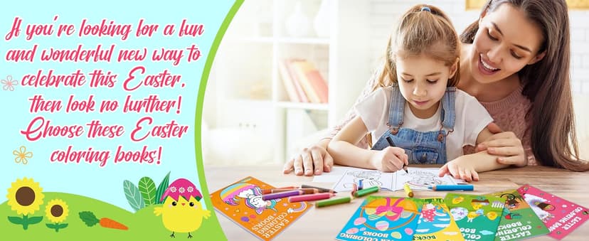 90shine 54PCS Easter Coloring Books for Kids-Egg Basket Stuffer Gifts Party Favors Class Activity Supplies Decorations B08Q36YXL9