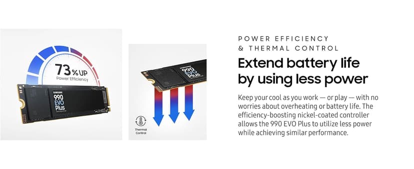 Samsung 990 EVO Plus SSD 2TB, PCIe Gen 4x4, Gen 5x2 M.2 2280, Speeds Up-to 7,250 MB/s, Upgrade Storage for PC/Laptops, HMB Technology and Intelligent Turbowrite 2.0, (MZ-V9S2T0B/AM)