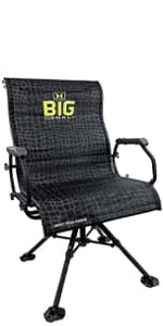 Hawk Stealth Spin Chair - Silent, Comfortable, Swiveling, Portable Chair for Camping, Hunting, Fishing, Backpacking, and More (Bone Collector Edition) , Black