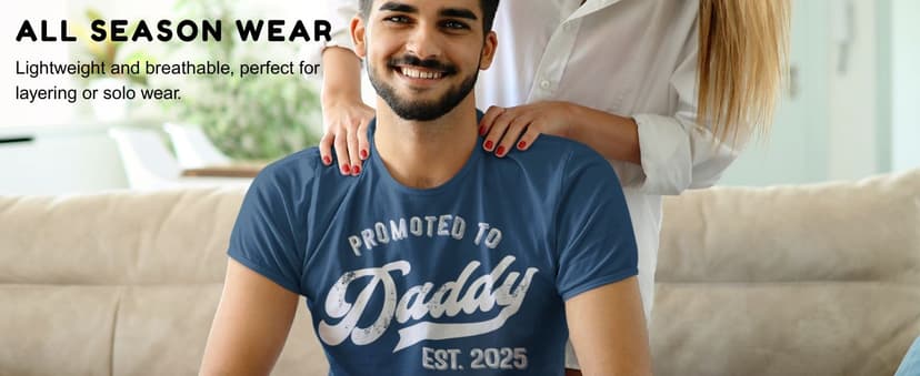 Promoted to Daddy 2025 T-Shirt Funny Humor New Dad Baby Family First Time Fathers Day Shirt