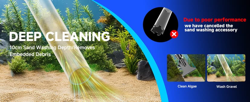 VIPASKA Electric Aquarium Gravel Cleaner Kit with High Pressure Strong Suction, 6-in-1 Multifunction Fish Tank Vacuum Cleaner and Water Changer for Aquarium, Gravel Vacuum with Sand Filter Tools