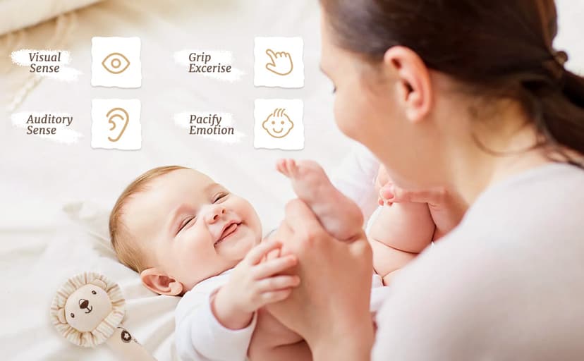 Golray 9pcs Newborn Baby Gift Baskets for Boys Girls Baby Shower, 2 Rattle/Seat Hang Toy/Blanket/Bodysuit/Bib/ 3D Socks/Wood Milestone/Carry Box, Neutral New Born Essential Stuff Unisex Baby Gifts Boy B0DL9ZDMC1