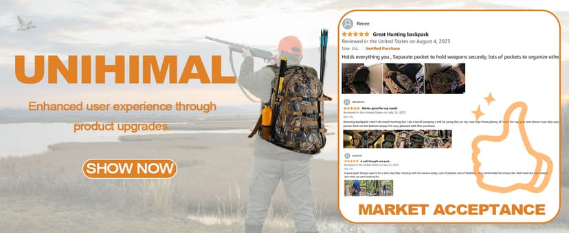 uniHimal Hunting Backpack for Men, Waterproof Camo Backpacks for Hunt with Rain Cover, Durable Large Capacity Day Pack Hunting Gear Accessories for Men