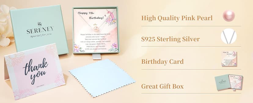 Sereney Birthday Gifts for Girls Women, Sterling Silver Pearl Necklace as 7 9 10 11 13 15 16 18 21 30 40 50 60 Year Old Birthday Gifts, Single Pearl Necklace as Bday Gifts for Friends Lockets