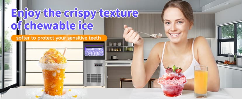 Commercial Nugget Ice Maker 80Lbs/24H with 15Lbs Storage, Stainless Steel Pellet Ice Machine, Ready in 10-15 Mins, Self-Cleaning for Home Office Bars Restaurants
