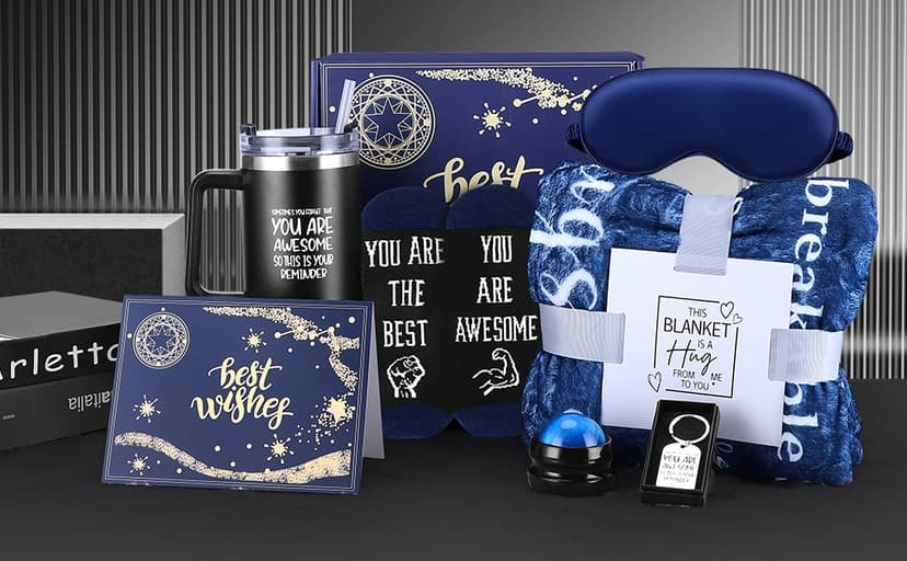 Gift Baskets for Men - Best Birthday Gifts Box, Anniversary Gift Set, Boyfriend Gift Kit, Get Well Soon Basket, Self Care Package, Unique Ideas Present for Man Him Dad Brother Husband Boy Friend