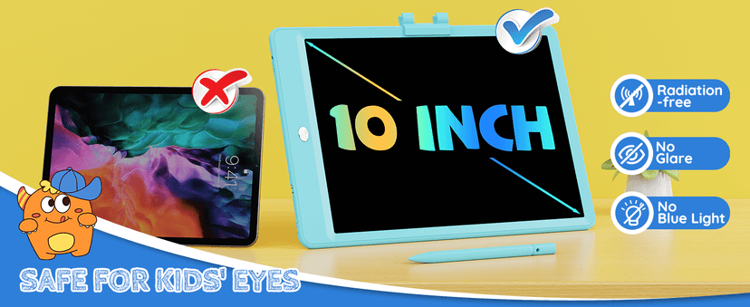 TEKFUN LCD Writing Tablet Doodle Board, 10inch Colorful Drawing Tablet Writing Pad, Kids Travel Essentials, Toddler Toys for 3 4 5 6 7 8 Year Old Girls Boys (Blue)