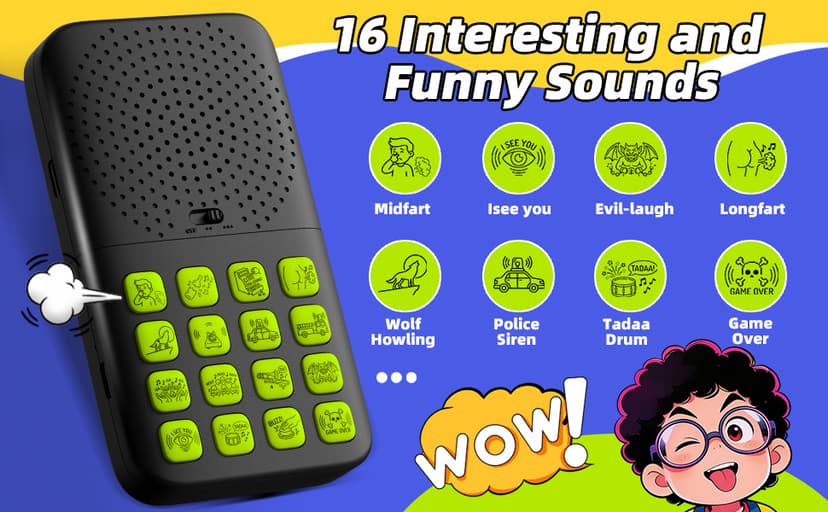 16 Sounds,Volume Adjustment,Prank Gifts Toys for Boys,Remote Fart Machine for 6 7 8 9 10 11 12 13 Year Old Boys Toys Gifts Fikami Rechargeable 2-in-1 Separable Magnetic Sound Effects Machine B0GQ411T31