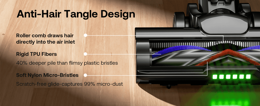 Trucozie Cordless Vacuum Cleaner, Self-Standing Lightweight Stick Vacuum with 50 mins Runtime, Powerful Suction, Anti-Tangle Wireless Vacuum for Home, Hardwood Floor, Carpet, Pet Hair, Black