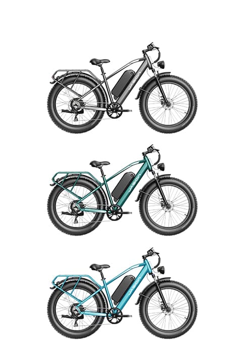 Jasion EB5 Electric Bike for Adults with Peak 1000W Brushless Motor, 40Miles 20MPH Commuting Electric Mountain Bike with 360Wh Removable Battery, 7-Speed, 26" Tires and Front Fork Suspension