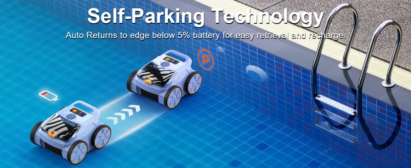 (2025 New) Robotic Pool Vacuum, Robotic Pool Cleaner for Inground Pools, Pool Robot with Smart Navigation, Floor/Wall/Waterline Cleaning, 180 Mins Runtime for Pool Up to 2100 Sq.ft