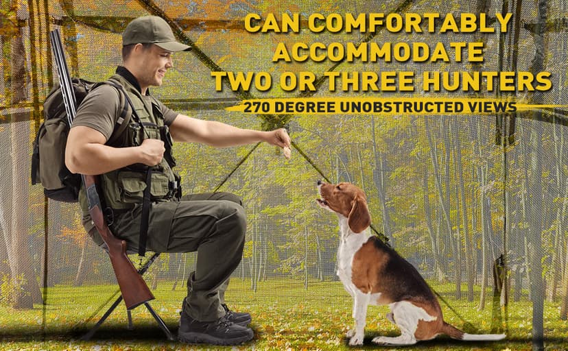 Lenotos Hunting Blind 270° See Through, Low-Noise 2-3 Person Pop Up Deer Blind, Portable Durable Ground Blind for Deer & Turkey Hunting