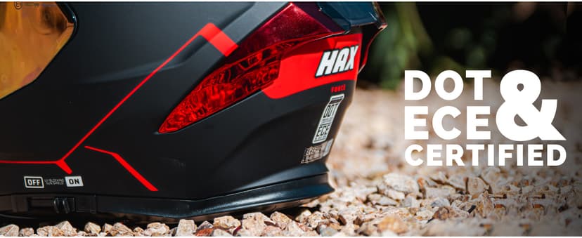 HAX Force Aerodynamic Full Face Helmet for Street & E-Bikes DOT & ECE Certified - Enhanced Dual Visor, Adult Size, Pinlock Ready Matte Black Red M