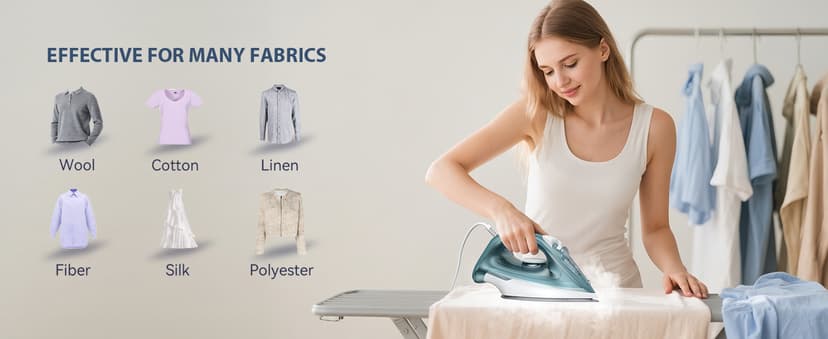 Sundu 1500W Clothes Iron, Steam Iron for Clothes - Ceramic Nonstick Soleplate for Fast Gliding, Self-Clean, Auto Shut-Off, 11.8oz Large Water Tank, Lightweight for Home & Travel Use, Green