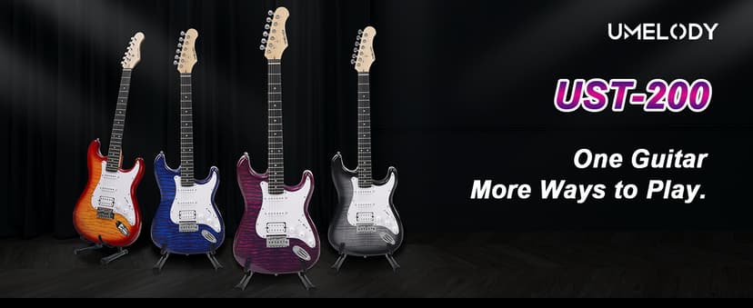 UST-200 Beginner Electric Guitar Kit HSS Pickup, Versatile 5-Way Switch for Clean to High-Gain Tone, Full-Size ST Style Guitar for Starter & Intermediate Players, Gig Bag, Digital Tuner Purple