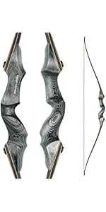 Black Hunter Takedown Recurve Bow, 60" Right Handed & Left Handed Archery Recurve Bows with Ergonomic Design for Adults Beginners to Advanced Outdoor Practice & Hunting (25-60 lbs)
