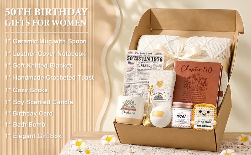 50th Birthday Gifts for Women Her Happy 50th Birthday Gifts for Women Vintage 1976 Cool 50 Year Old Gift Ideas for Woman Best Funny Fifty Bday Gift Unique Turning 50 and Fabulous Bday Decorations B0H5VGLS8L