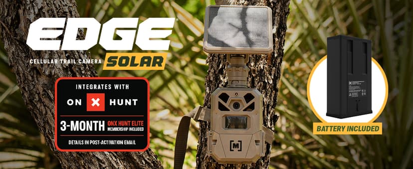 Moultrie Edge Solar Cellular Trail Camera - Integrated Solar Panel with Battery - 40MP - 1080p Video - Night Vision - Multi-Carrier LTE Auto-Connect - Built-in Memory - 0.4s Trigger Speed