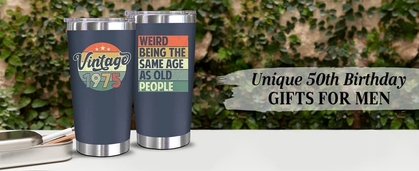NewEleven 50th Birthday Gifts For Men Women - 1975 50th Birthday Decorations For Him Her - Present For Men Women Turning 50 Year Old Gifts For Mom, Dad, Wife, Husband - 20 Oz Tumbler