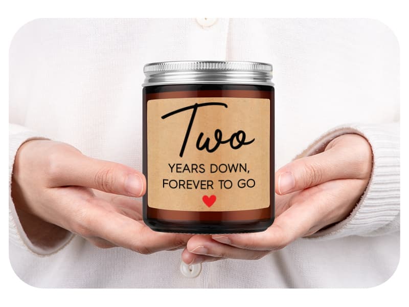 Fairy's Gift 2 Year Anniversary Candle Gifts for Him Her Boyfriend GF Wife Husband - Cotton 2nd Anniversary Couple Gifts Ideas - Two Year Wedding Anniv. Presents for Couples, Happy Second Anniv.