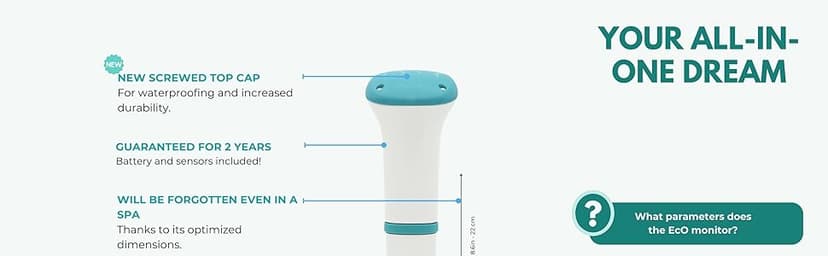 iopool Smart Water Monitor - Works for Chlorine & Bromine Pools, Hot Tubs, & Swim Spas - Gives Precise Dosage recommendations.