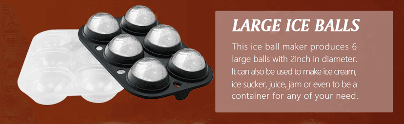 ROTTAY Ice Cube Trays (Set of 2), Sphere Ice Ball Maker with Lid & Large Square Ice Cube Maker for Whiskey, Cocktails and Homemade, Keep Drinks Chilled Black