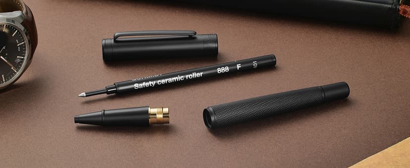 Matte Black Forest Rollerball Pen, Luxury Pen with Schmidt Black Ink Refill, Fancy Pen Gift Set for Men & Women, Business Signature, Executive, Office, Nice Fancy Designer Pens