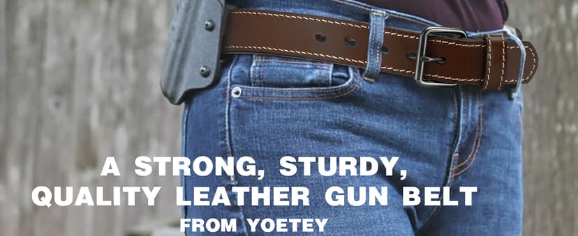 YOETEY Leather Gun Belt for Men - 1.5" Heavy Duty Belt for Work CCW