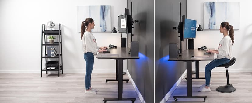VIVO Dual Monitor Stand Up Desk Mount Extra Tall 39 inch Pole, Fully Adjustable Stand for up to 27 inch Screens, Black, STAND-V012