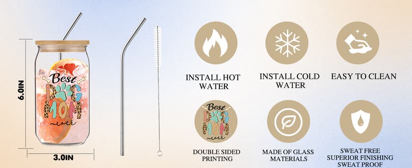 Dog Mom Gifts for Women, 16OZ Glass Cup Unique Christmas Gifts Idea Box set with Socks for Dog Lovers, Dog Mom Birthday Mothers Day Gifts Basket