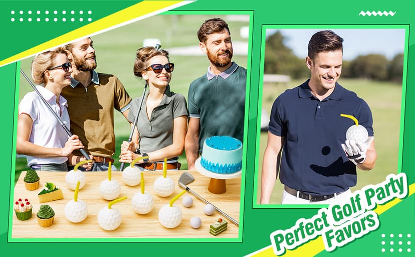 Golf Ball Cups with Lid and Straw 14 oz Plastic Golf Party Favors Shaped Decorations for Party Supplies for Kids Drinking Themed Parties(24 Pieces)