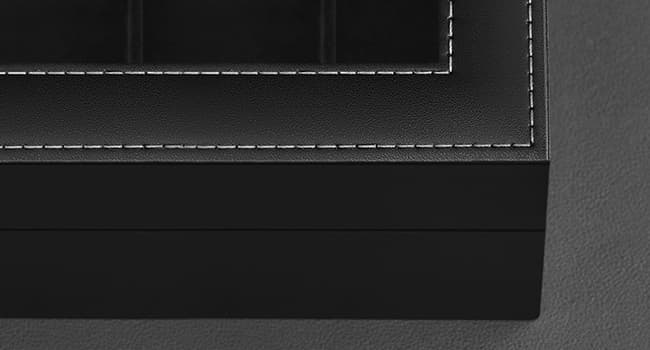 SONGMICS Watch Box, 12-Slot Watch Case Organizer with Large Glass Lid, 2 Layers, Removable Pillows, Metal Lock, Gift for Loved Ones, Black Synthetic Leather, Black Lining UJWB012B03