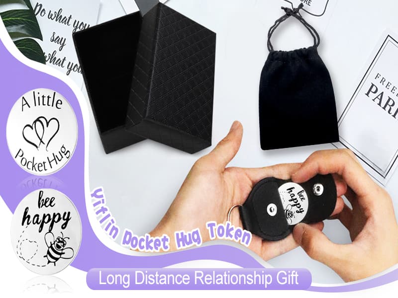 Yiflin Unique Gifts for Women,Men,Friend,Family - Birthday, Christmas, Valentine's Day Gifts - Pocket Hug Token with Keychain