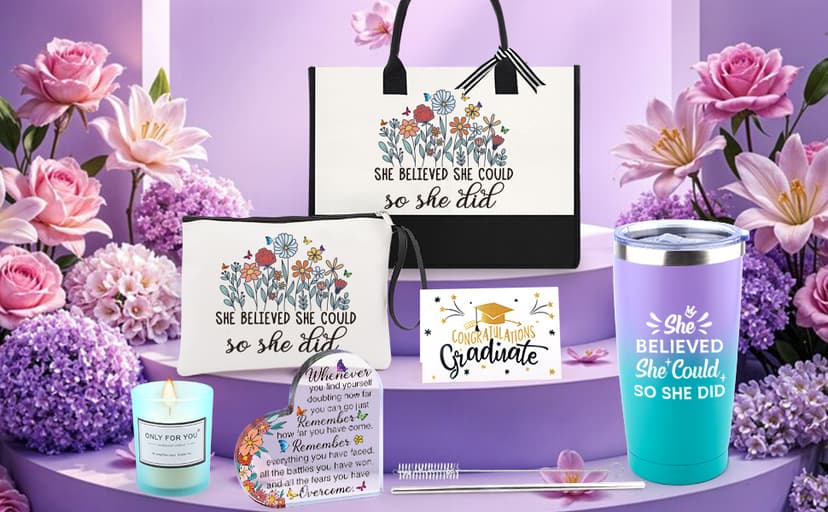 She Believed She Could So She Did Gift for Girl Canvas Tote Bag Tumbler High School Inspirational Class of 2026 Gifts Graduation Gift for Her College Master phd Congratulations Gifts for Women B0DSFV9L61