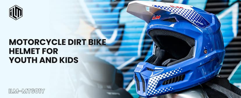 ILM Youth Dirt Bike Helmets Kids ATV Helmet Motorcross BMX Off Road Motorbike with Goggles Gloves Mask DOT Model MT601Y (Matte Black, Youth-XLarge)