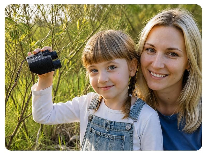 Hontry Binoculars for Adults and Kids, 10x25 Compact Binoculars for Bird Watching, Theater and Concerts, Hunting and Sport Games