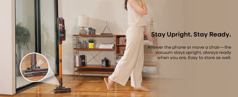 KIPMAX Cordless Vacuum Cleaner, 50KPa 550W Stick Vacuum for Home, 70Mins Anti-Tangled Vacuum Cleaner for Pet Hair/Carpet/Floor, Self-Standing Vacuum with Rechargeable Battery, LED Display&Aromatherapy