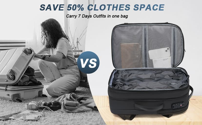 Vacuum Backpack Travel 60L Expandable Vacuum Seal Compression Travel Backpack with Pump, TSA, Waterproof Oxford,17" Laptop Compartment,Carry On Backpack for Men & Women,Business,Flight Travel (Black)