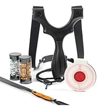 SimpleShot Scout XT Slingshot with Target, Clay Ammo and Bands for Professional Hunting and Powerful Target Shooting Sling Shot
