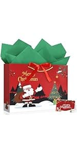 JMANNI Gift Bag, 1PCS Gift Bags Large with Ribbon and 1 Greeting Cards 2 Tissue Paper, Portable Paper Gift Bag with Handles, Birthday Gift Bags,Present Bags for Wedding Party Mothers Day