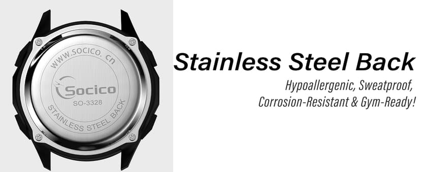 SOCICO Mens Digital Watch Sports Waterproof Outdoor Large Face Military Watches with Stopwatch Back Light Alarm Date Display