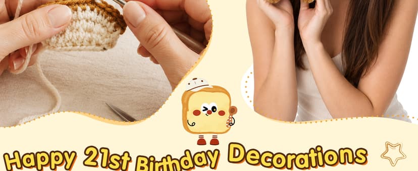 Mini Happy 21st Bday Party Gift for Girls Daughter Bestie Sister Friend Woman, Handmade Crochet Present for Celebration 21st Birthday Toast Gifts Decorations for Him Her, 21 Years Old Gift Ideas B0GX1XVW5S