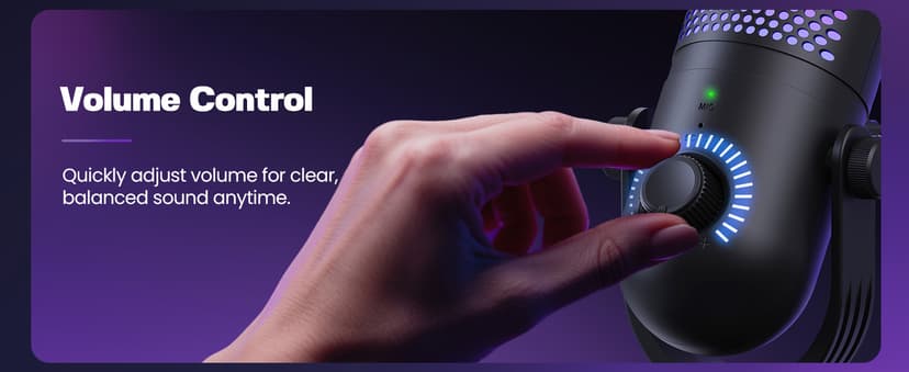 USB Microphone for PC Gaming: Condenser Microphone RGB for Gamer with Stand Mic - Recording Mic for Computer&Laptop with Qiuck Mute - Desk Podcast Mic for Podcast & Singing & Streaming & Youtube Black