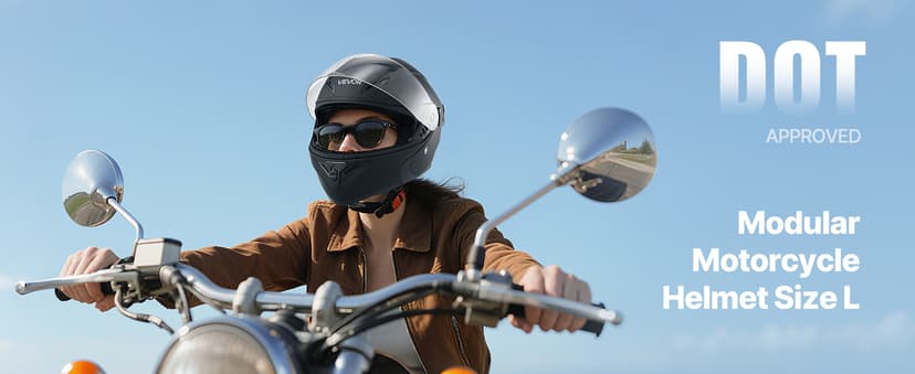 VEVOR Motorcycle Helmet DOT Approved, Adult Motocross Dirt Bike Helmet with Large Clear Visor, Comfortable Motorbike Racing Street with Detachable Liner for Men & Women