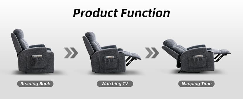 CANMOV Manual Recliner Chair with Massage and Heat, Soft Fabric Recliner Chair with Overstuffed Arm and Back, Manual Reclining Single Sofa with 2 Cup Holders, Side Pocket for Living Room, Dark Grey