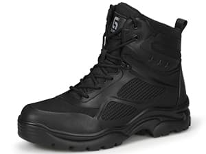 KGJIANDA Steel Toe Boots for Men Work Boots for Men Breathable High Top Work Shoes Lightweight Indestructible Safety Shoes Industry Construction Safety Footwear