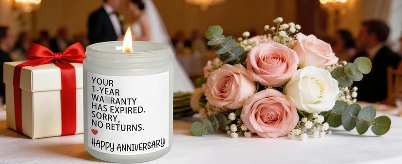 1 Year Anniversary Couple Gifts for Boyfriend Girlfriend, Happy One Year Wedding Anniversary Funny Gifts for Men Women Husband Wife, Romantic First 1st Year Marriage Gift for Her Him Scented Candle B0GT8YSWNK