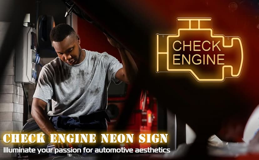 Kavaas Check Engine Neon Sign, LED Garage Sign for Car Room Decor | Check Engine Light Neon Sign for Garage Decor, Auto Repair Workshop, Man Cave - Best Gifts for Dad, Car Enthusiast (Golden Yellow) B0D372TXF5